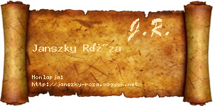 Janszky Róza névjegykártya