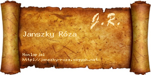 Janszky Róza névjegykártya